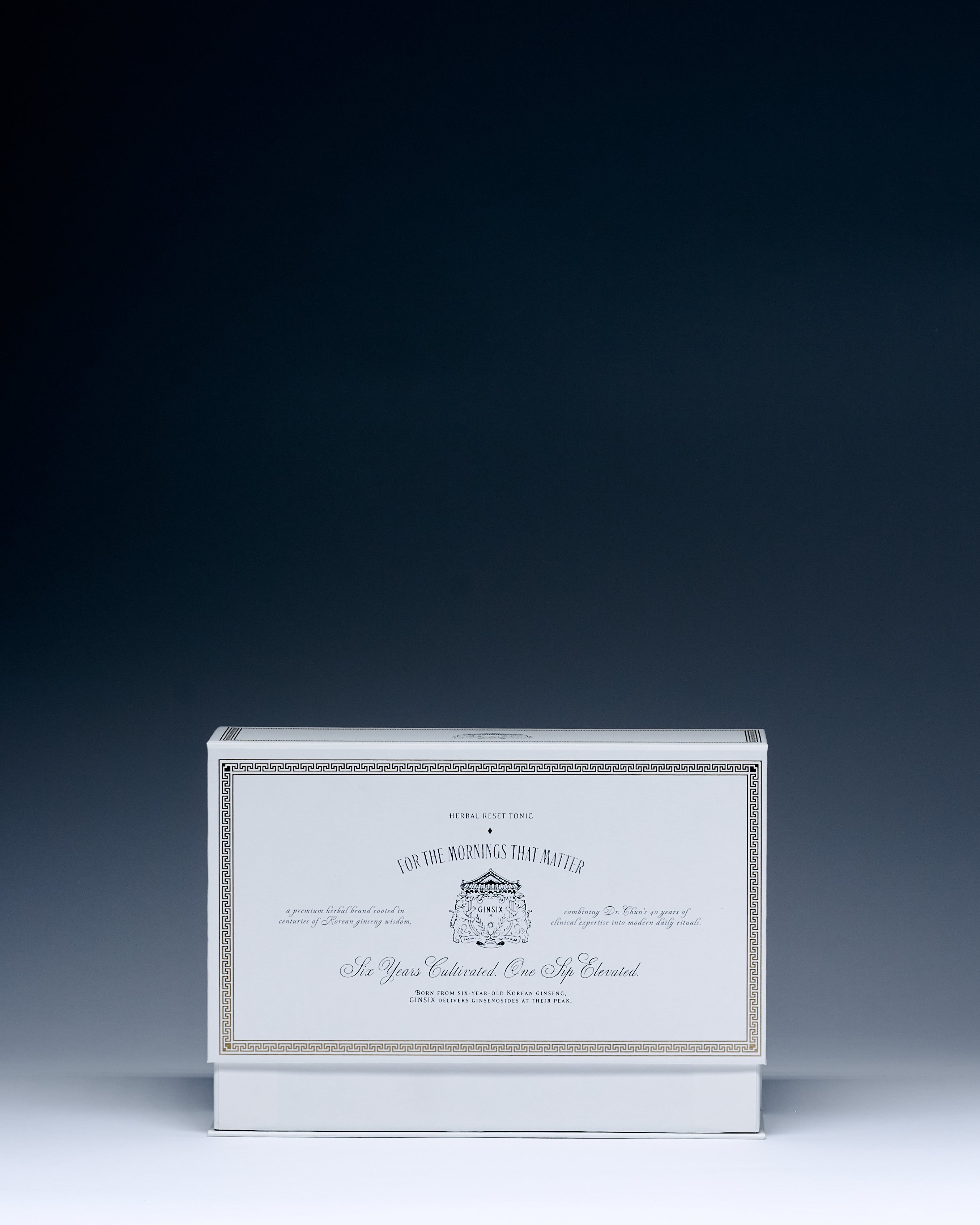 GINSIX Morning Ritual gift box front panel, for the mornings that matter